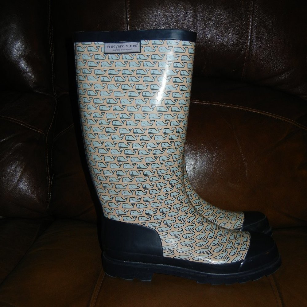 Vineyard Vines Whale Wellies Rain Boots Whalies Ladies 10